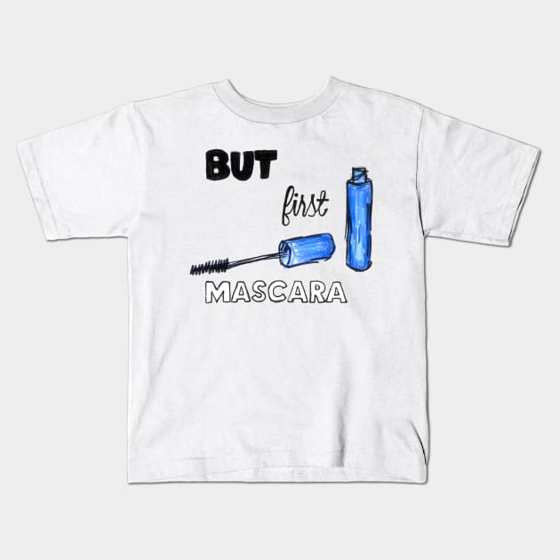 Mascara makeup funny print Kids T-Shirt by BalumbaArt